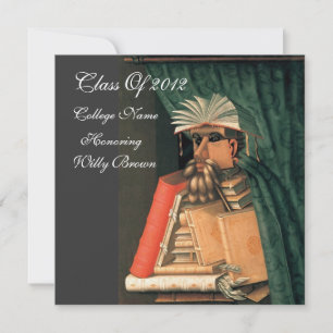 LIBRARIAN GRADUATION PARCHMENT WAX SEAL MONOGRAM INVITATION