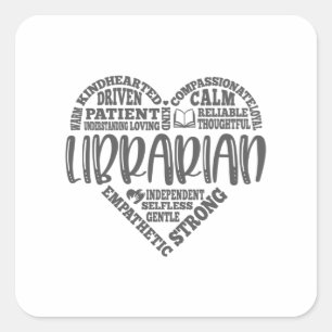 Librarian, library, book, books square sticker