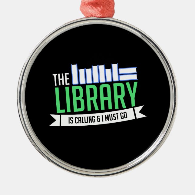 Librarian Library Books Gift Metal Tree Decoration (Front)