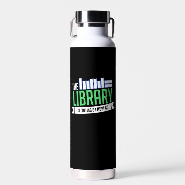 Librarian Library Books Gift Water Bottle (Front)