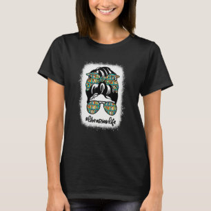 Librarian Life Messy Bun Leopard Book Back To Scho T-Shirt