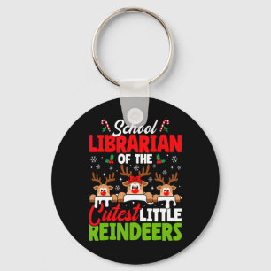 Librarian Of The Cutest Reindeers Christmas School Key Ring