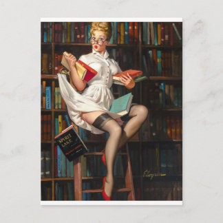 Librarian Pin Up Postcard