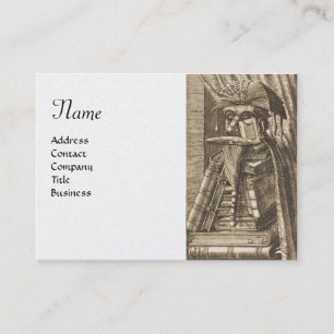 LIBRARIAN PORTRAIT WITH BOOKS White Pearl Business Card