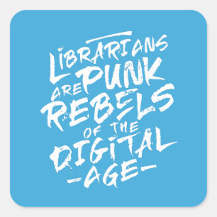 Librarian Punk Rebel 80s Style Square Sticker