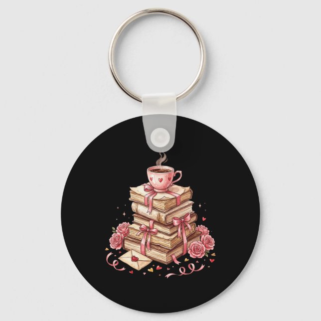 Librarian Reader Books Valentine Teacher Valentine Key Ring (Front)
