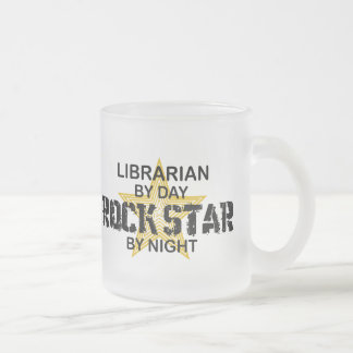 Librarian Rock Star by Night Frosted Glass Coffee Mug