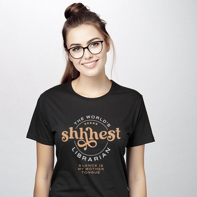 Librarian Shhh Elegant T-Shirt (Shhhest librarian black tshirt by Piotr Kowalczyk Geek Updated)