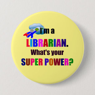 Librarian Superhero - Bold Colourful Text Design 7.5 Cm Round Badge