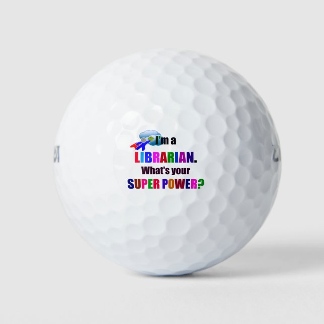 Librarian Superhero, Colourful Fun Design Golf Balls (Front)