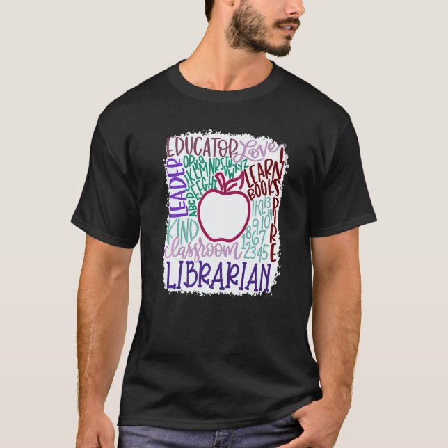 Librarian Teacher In Typography Teacher Back 2 Sch T-Shirt (Front)