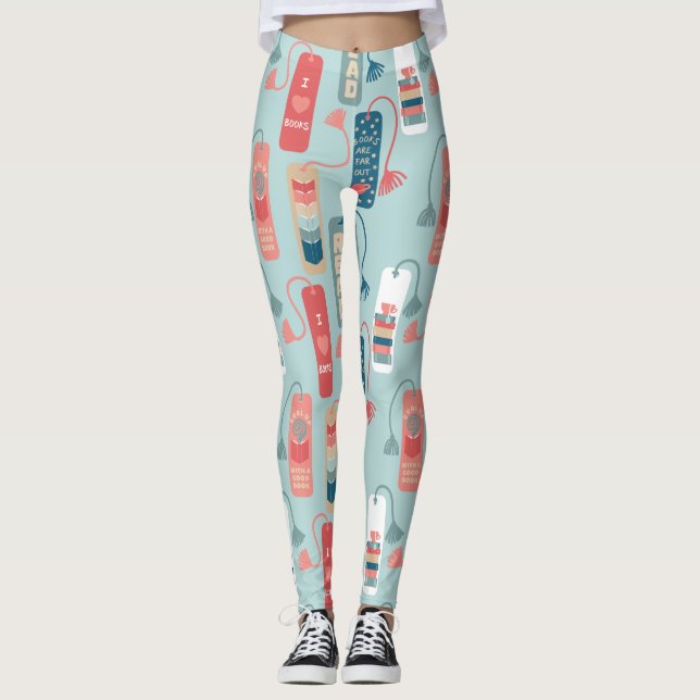 Librarians and Book Lovers Bookmarks Patterned Leggings (Front)