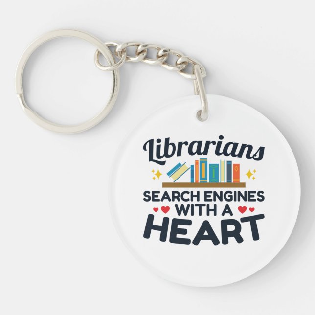 Librarians Search Engines With a Heart Key Ring (Front)