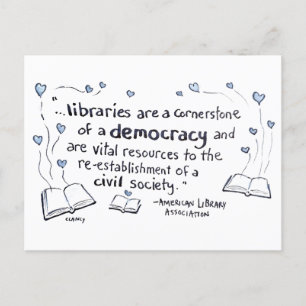 Libraries are Democracy Holiday Postcard
