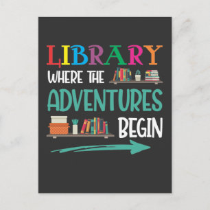 Library Adventure Librarian Book Reader Bookworm Postcard