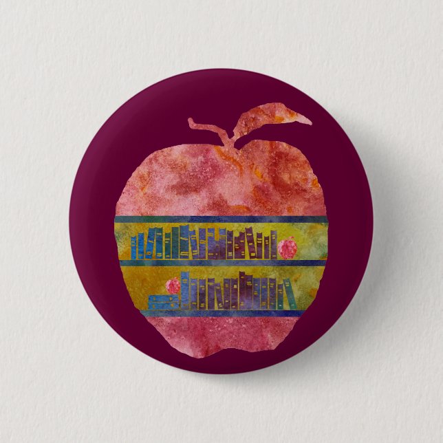Library Apple 6 Cm Round Badge (Front)