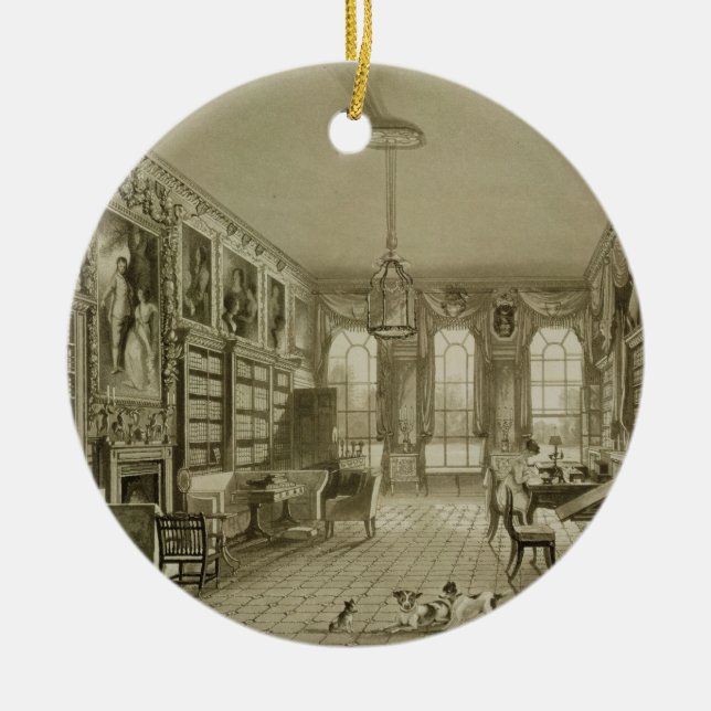 Library as Sitting Room, Cassiobury Park, c.1815, Ceramic Tree Decoration (Front)