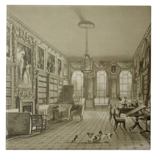 Library as Sitting Room, Cassiobury Park, c.1815, Tile (Front)