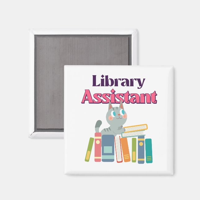 Library Assistant cat Magnet (Front/Back)