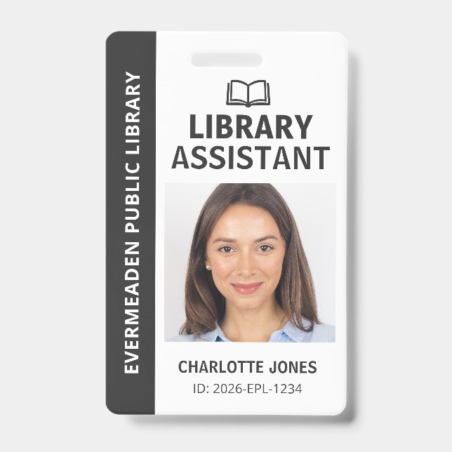 Library Assistant Identification Photo ID Badge (Front)