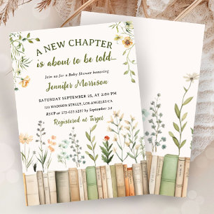 Library Baby Shower Gender Neutral New Chapter Invitation