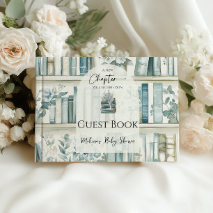 Library Blue Boy New Chapter Baby Shower Guest Book
