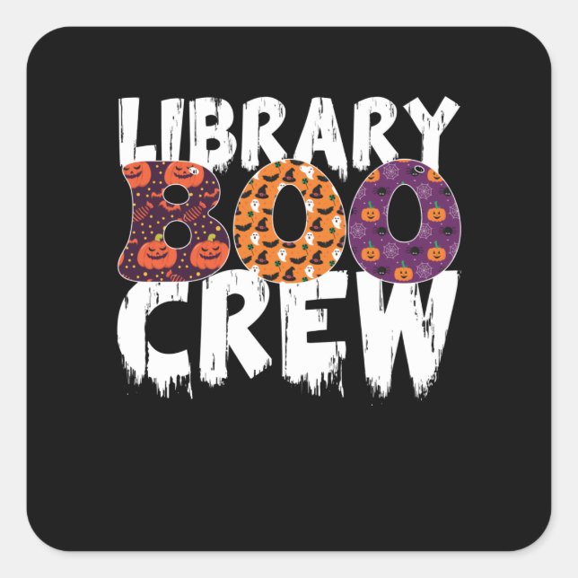 Library Boo Crew Halloween Square Sticker (Front)