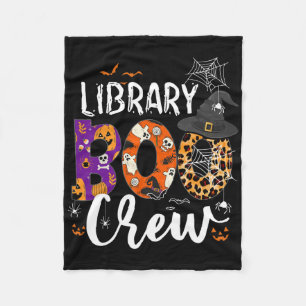 Library Boo Crew School Librarian Halloween Librar Fleece Blanket
