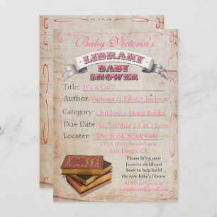 Library Book Baby Shower Invitations