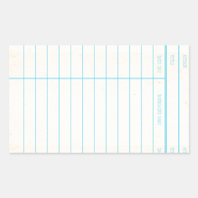 Library Book Date Due Card Rectangular Sticker (Front)