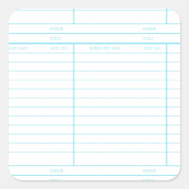 Library Book Date Due Card Square Sticker (Front)