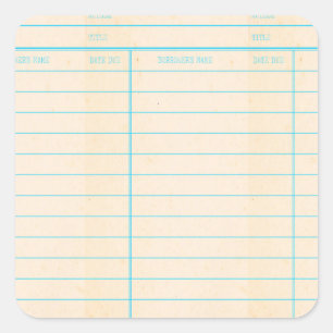 Library Book Date Due Card Square Sticker