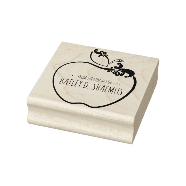 library book flourish apple stamp (Stamp)