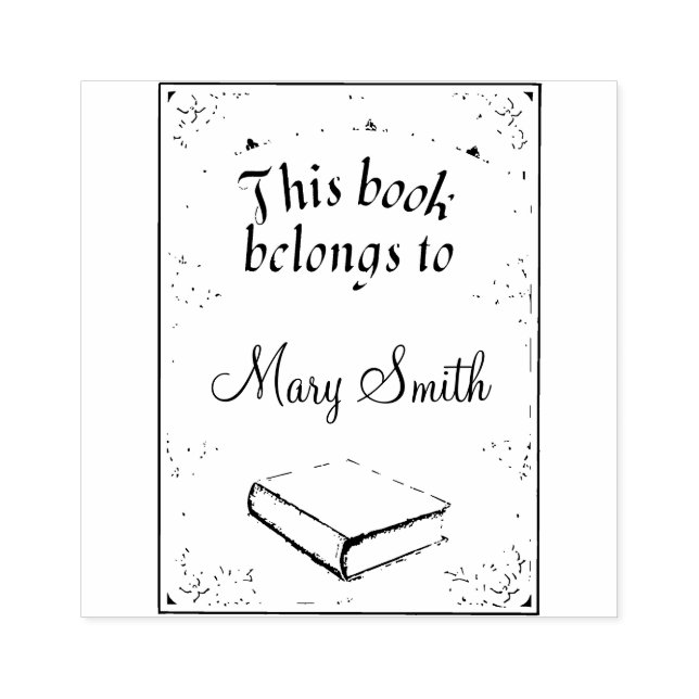 Library Book Personalised Wooden Rubber Stamp (Imprint)