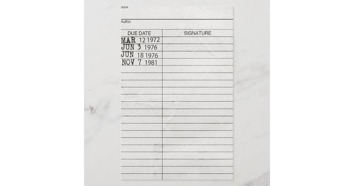 Library Book Return Card | Zazzle