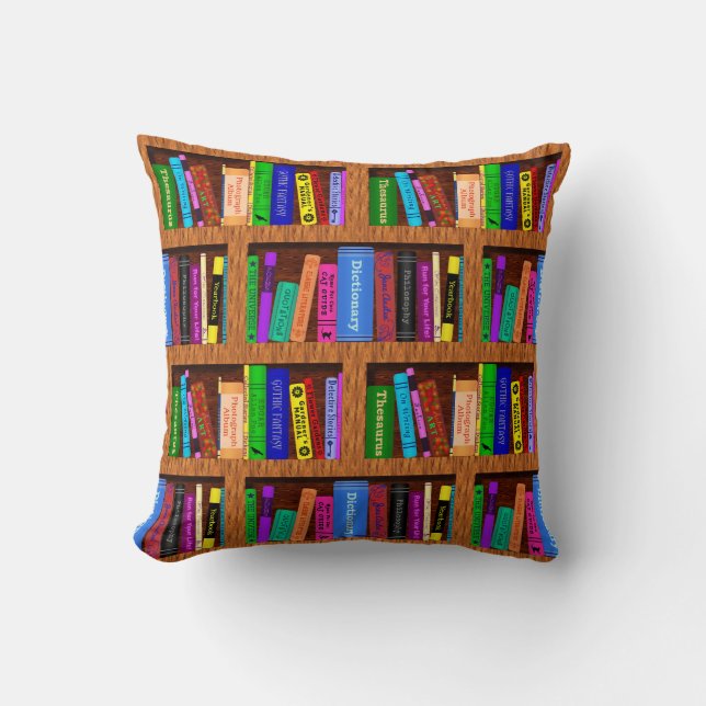 Library Book Shelf Pattern for Readers Cushion (Front)