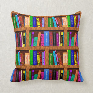 Library Book Shelf Pattern for Readers Cushion