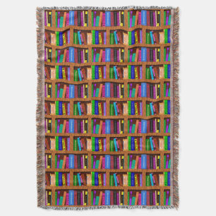 Library Book Shelf Pattern for Readers Throw Blanket