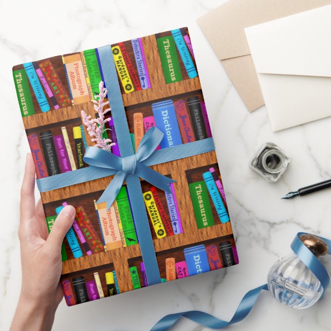 Library Book Shelf Pattern for Readers Wrapping Paper (Gifting)