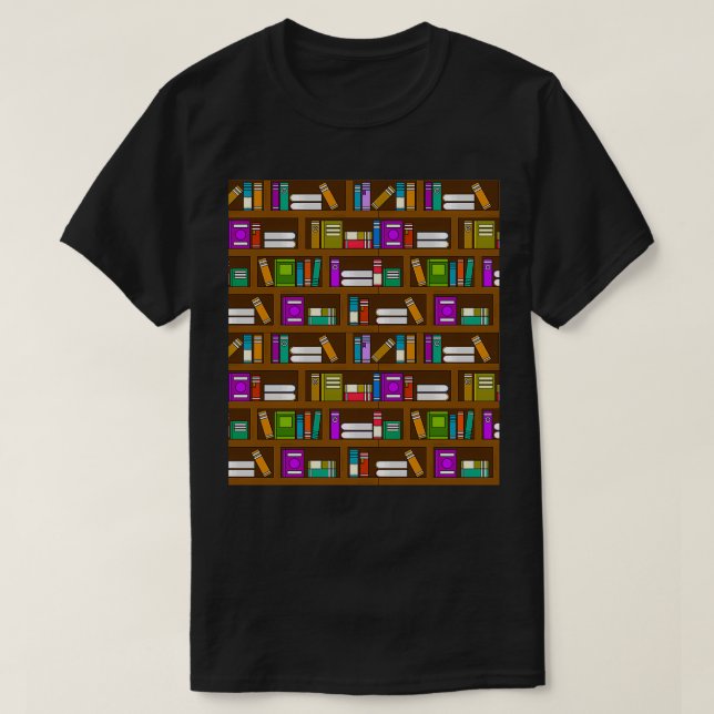 Library Book Shelf Pattern T-Shirt (Design Front)