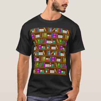 Library Book Shelf Pattern T-Shirt