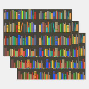 Library Book Shelves Wrapping Paper Sets