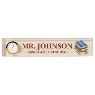 Library Book Stack Teacher Principal Librarian Nameplate