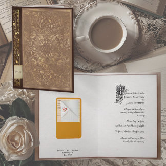 Library Book with Folded Notes Literary Wedding