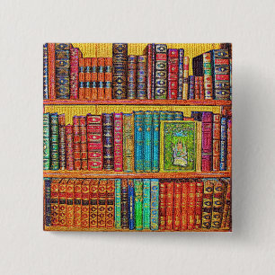 Library Books 15 Cm Square Badge