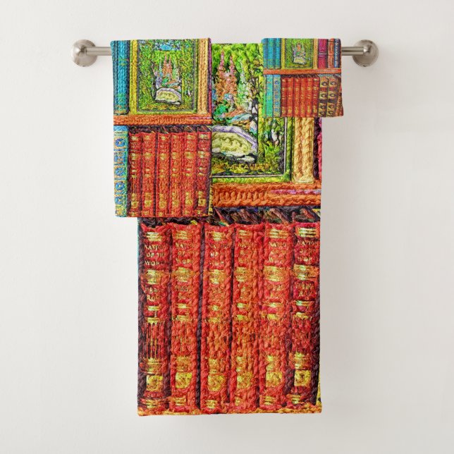 Library Books Bath Towel Set (Insitu)