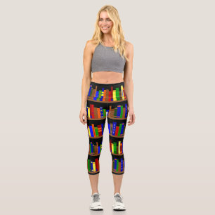 library books bookshelf  librarian capri leggings