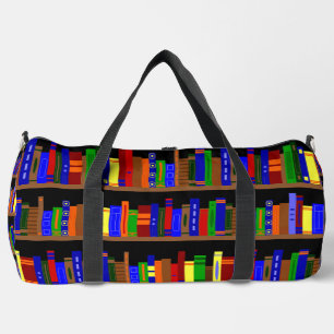library books bookshelf  librarian duffle bag