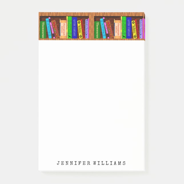 Library Books English Teacher Writer Personalised Post-it Notes (Front)
