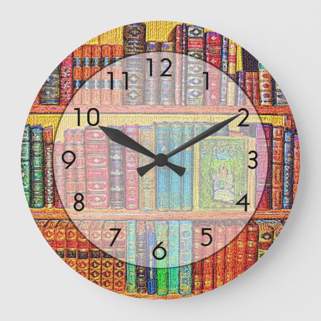 Library Books Large Clock (Front)